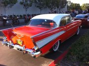 Red and White 1957 Chevrolet Bel Air